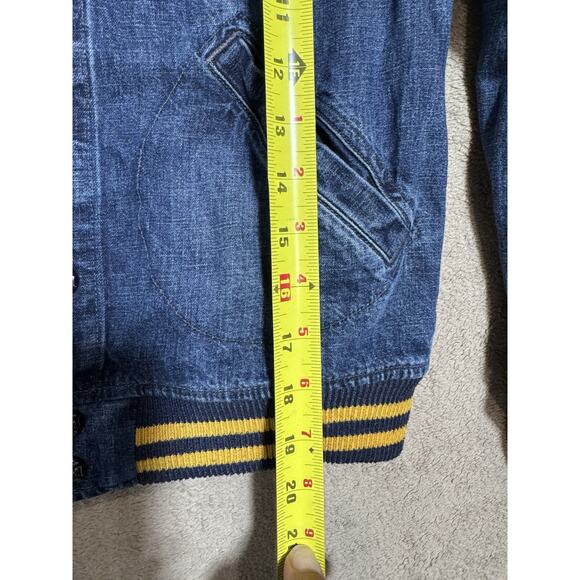 VTG Polo Ralph Lauren Denim Bomber Letterman Spell Out Varsity Jacket M (10-12) - Picture 9 of 9